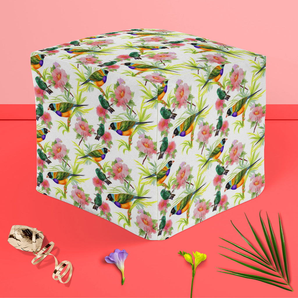 Tropical Beauty Footstool Footrest Puffy Pouffe Ottoman Bean Bag | Canvas Fabric-Footstools-FST_CB_BN-IC 5007638 IC 5007638, Animals, Art and Paintings, Birds, Black and White, Botanical, Drawing, Floral, Flowers, Illustrations, Nature, Paintings, Patterns, Retro, Scenic, Signs, Signs and Symbols, Tropical, Watercolour, White, beauty, footstool, footrest, puffy, pouffe, ottoman, bean, bag, canvas, fabric, art, artistic, background, beautiful, branches, brown, colorful, colors, decor, decoration, design, dra