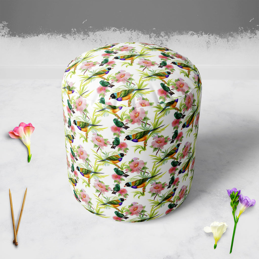 Tropical Beauty Footstool Footrest Puffy Pouffe Ottoman Bean Bag | Canvas Fabric-Footstools-FST_CB_BN-IC 5007638 IC 5007638, Animals, Art and Paintings, Birds, Black and White, Botanical, Drawing, Floral, Flowers, Illustrations, Nature, Paintings, Patterns, Retro, Scenic, Signs, Signs and Symbols, Tropical, Watercolour, White, beauty, footstool, footrest, puffy, pouffe, ottoman, bean, bag, canvas, fabric, art, artistic, background, beautiful, branches, brown, colorful, colors, decor, decoration, design, dra