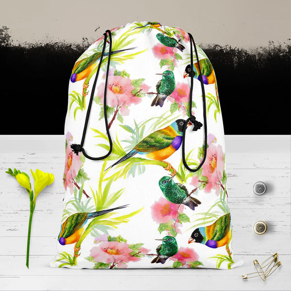 Tropical Beauty Reusable Sack Bag | Bag for Gym, Storage, Vegetable & Travel-Drawstring Sack Bags-SCK_FB_DS-IC 5007638 IC 5007638, Animals, Art and Paintings, Birds, Black and White, Botanical, Drawing, Floral, Flowers, Illustrations, Nature, Paintings, Patterns, Retro, Scenic, Signs, Signs and Symbols, Tropical, Watercolour, White, beauty, reusable, sack, bag, for, gym, storage, vegetable, travel, cotton, canvas, fabric, art, artistic, background, beautiful, branches, brown, colorful, colors, decor, decora