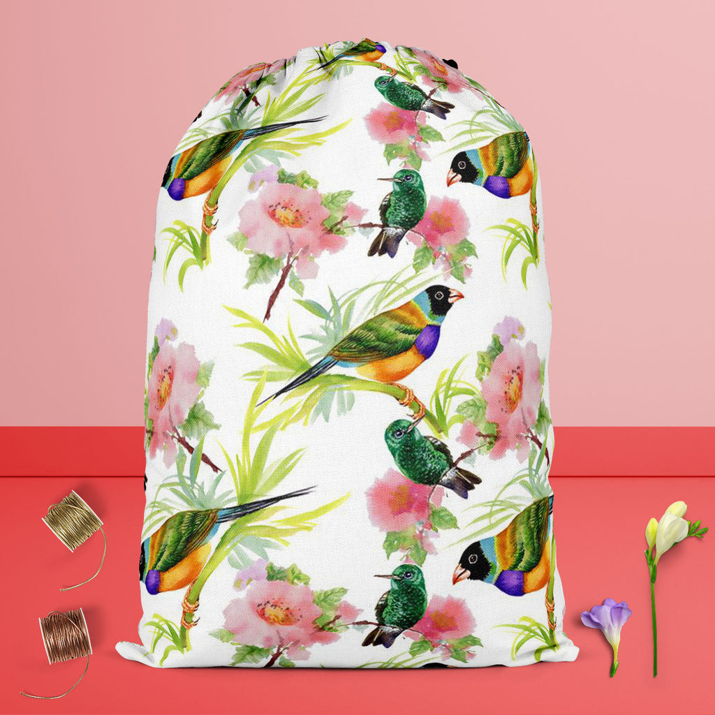 Tropical Beauty Reusable Sack Bag | Bag for Gym, Storage, Vegetable & Travel-Drawstring Sack Bags-SCK_FB_DS-IC 5007638 IC 5007638, Animals, Art and Paintings, Birds, Black and White, Botanical, Drawing, Floral, Flowers, Illustrations, Nature, Paintings, Patterns, Retro, Scenic, Signs, Signs and Symbols, Tropical, Watercolour, White, beauty, reusable, sack, bag, for, gym, storage, vegetable, travel, art, artistic, background, beautiful, branches, brown, colorful, colors, decor, decoration, design, drawn, ele