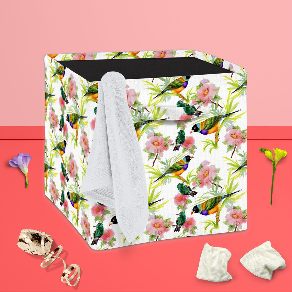 Tropical Beauty Foldable Open Storage Bin | Organizer Box, Toy Basket, Shelf Box, Laundry Bag | Canvas Fabric-Storage Bins-STR_BI_CB-IC 5007638 IC 5007638, Animals, Art and Paintings, Birds, Black and White, Botanical, Drawing, Floral, Flowers, Illustrations, Nature, Paintings, Patterns, Retro, Scenic, Signs, Signs and Symbols, Tropical, Watercolour, White, beauty, foldable, open, storage, bin, organizer, box, toy, basket, shelf, laundry, bag, canvas, fabric, art, artistic, background, beautiful, branches, 