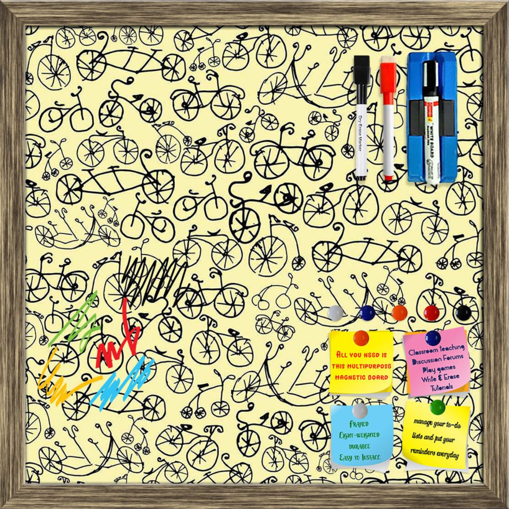 Hand Painted Bikes Framed Magnetic Dry Erase Board | Combo with Magnet Buttons & Markers-Magnetic Boards Framed-MGB_FR-IC 5007642 IC 5007642, Ancient, Art Nouveau, Automobiles, Bikes, Historical, Illustrations, Medieval, Patterns, Retro, Sketches, Sports, Transportation, Travel, Vehicles, Vintage, hand, painted, framed, magnetic, dry, erase, board, printed, whiteboard, with, 4, magnets, 2, markers, 1, duster, art, nouveau, bicycle, illustration, pattern, penny, farthing, seamless, sketch, texture, transport