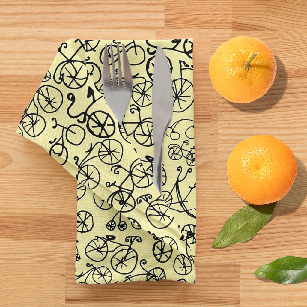 Hand Painted Bikes Table Napkin-Table Napkins-NAP_TB-IC 5007642 IC 5007642, Ancient, Art Nouveau, Automobiles, Bikes, Historical, Illustrations, Medieval, Patterns, Retro, Sketches, Sports, Transportation, Travel, Vehicles, Vintage, hand, painted, table, napkin, art, nouveau, bicycle, illustration, pattern, penny, farthing, seamless, sketch, texture, transport, wheel, artzfolio, napkins, table napkins cotton set of 6, dining table napkins set of 6, cloth napkins for dining table, cotton napkins for dining t