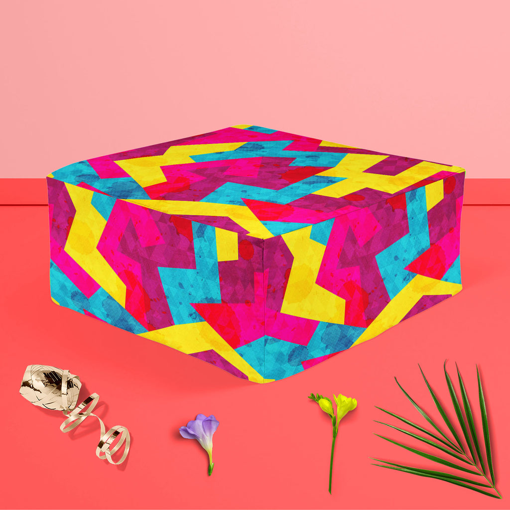 Geometric Style D1 Footstool Footrest Puffy Pouffe Ottoman Bean Bag | Canvas Fabric-Footstools-FST_CB_BN-IC 5007643 IC 5007643, Abstract Expressionism, Abstracts, Ancient, Art and Paintings, Decorative, Digital, Digital Art, Drawing, Fantasy, Geometric, Geometric Abstraction, Graffiti, Graphic, Hipster, Historical, Illustrations, Medieval, Modern Art, Music, Music and Dance, Music and Musical Instruments, Patterns, Retro, Semi Abstract, Signs, Signs and Symbols, Triangles, Urban, Vintage, style, d1, footsto