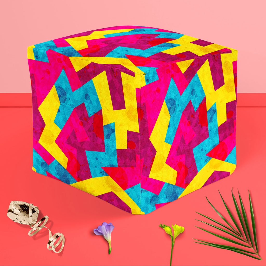 Geometric Style D1 Footstool Footrest Puffy Pouffe Ottoman Bean Bag | Canvas Fabric-Footstools-FST_CB_BN-IC 5007643 IC 5007643, Abstract Expressionism, Abstracts, Ancient, Art and Paintings, Decorative, Digital, Digital Art, Drawing, Fantasy, Geometric, Geometric Abstraction, Graffiti, Graphic, Hipster, Historical, Illustrations, Medieval, Modern Art, Music, Music and Dance, Music and Musical Instruments, Patterns, Retro, Semi Abstract, Signs, Signs and Symbols, Triangles, Urban, Vintage, style, d1, footsto