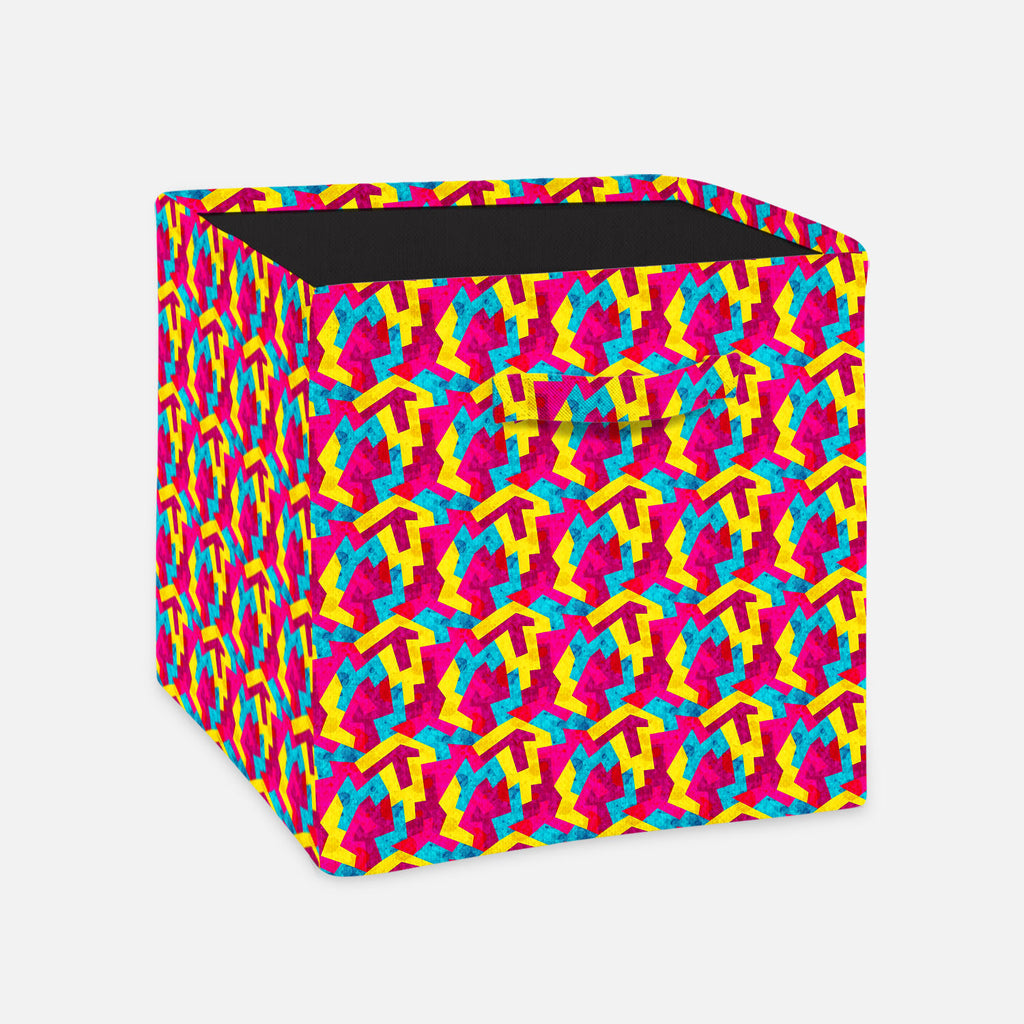 Geometric Style Foldable Open Storage Bin | Organizer Box, Toy Basket, Shelf Box, Laundry Bag | Canvas Fabric-Storage Bins-STR_BI_CB-IC 5007643 IC 5007643, Abstract Expressionism, Abstracts, Ancient, Art and Paintings, Decorative, Digital, Digital Art, Drawing, Fantasy, Geometric, Geometric Abstraction, Graffiti, Graphic, Hipster, Historical, Illustrations, Medieval, Modern Art, Music, Music and Dance, Music and Musical Instruments, Patterns, Retro, Semi Abstract, Signs, Signs and Symbols, Triangles, Urban,