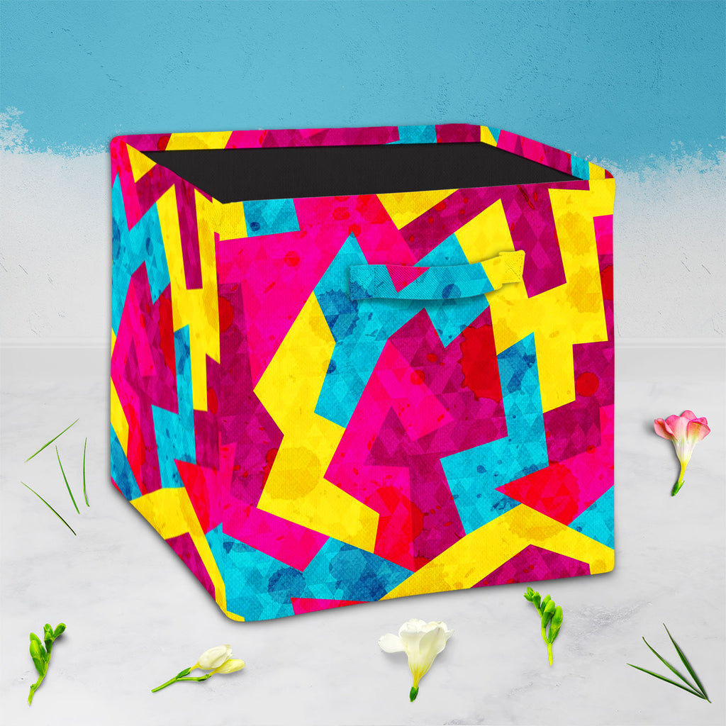 Geometric Style D1 Foldable Open Storage Bin | Organizer Box, Toy Basket, Shelf Box, Laundry Bag | Canvas Fabric-Storage Bins-STR_BI_CB-IC 5007643 IC 5007643, Abstract Expressionism, Abstracts, Ancient, Art and Paintings, Decorative, Digital, Digital Art, Drawing, Fantasy, Geometric, Geometric Abstraction, Graffiti, Graphic, Hipster, Historical, Illustrations, Medieval, Modern Art, Music, Music and Dance, Music and Musical Instruments, Patterns, Retro, Semi Abstract, Signs, Signs and Symbols, Triangles, Urb