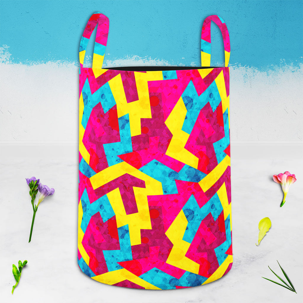 Geometric Style D1 Foldable Open Storage Bin | Organizer Box, Toy Basket, Shelf Box, Laundry Bag | Canvas Fabric-Storage Bins-STR_BI_CB-IC 5007643 IC 5007643, Abstract Expressionism, Abstracts, Ancient, Art and Paintings, Decorative, Digital, Digital Art, Drawing, Fantasy, Geometric, Geometric Abstraction, Graffiti, Graphic, Hipster, Historical, Illustrations, Medieval, Modern Art, Music, Music and Dance, Music and Musical Instruments, Patterns, Retro, Semi Abstract, Signs, Signs and Symbols, Triangles, Urb