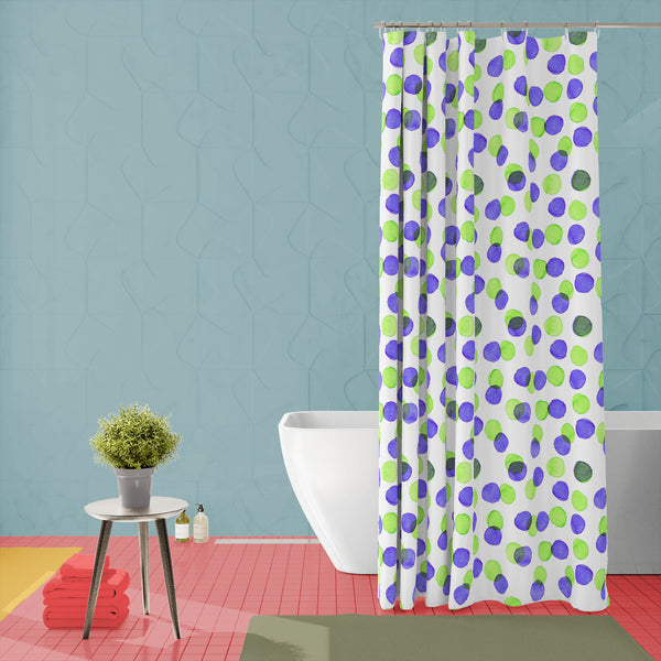 Watercolor Dots D4 Washable Waterproof Shower Curtain-Shower Curtains-CUR_SH-IC 5007645 IC 5007645, Abstract Expressionism, Abstracts, Art and Paintings, Black and White, Circle, Digital, Digital Art, Dots, Drawing, Geometric, Geometric Abstraction, Graphic, Hand Drawn, Illustrations, Modern Art, Patterns, Semi Abstract, Signs, Signs and Symbols, Splatter, Watercolour, White, watercolor, d4, washable, waterproof, polyester, shower, curtain, eyelets, abstract, art, artistic, backdrop, background, blot, blue,