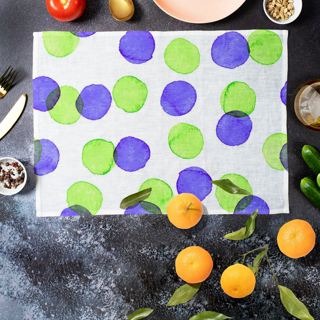 Watercolor Dots D4 Table Mat Placemat-Table Place Mats Fabric-MAT_TB-IC 5007645 IC 5007645, Abstract Expressionism, Abstracts, Art and Paintings, Black and White, Circle, Digital, Digital Art, Dots, Drawing, Geometric, Geometric Abstraction, Graphic, Hand Drawn, Illustrations, Modern Art, Patterns, Semi Abstract, Signs, Signs and Symbols, Splatter, Watercolour, White, watercolor, d4, table, mat, placemat, abstract, art, artistic, backdrop, background, blot, blue, bright, brush, bubble, color, colorful, deco