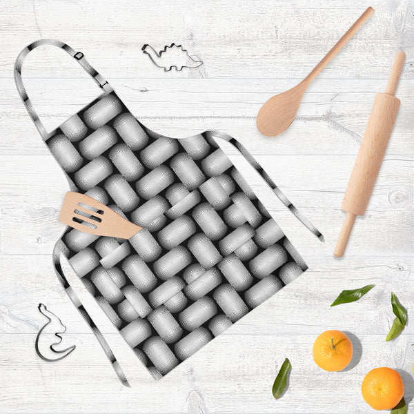 Monochrome Geometric D2 Apron | Adjustable, Free Size & Waist Tiebacks-Aprons Neck to Knee-APR_NK_KN-IC 5007647 IC 5007647, Abstract Expressionism, Abstracts, Art and Paintings, Black, Black and White, Circle, Digital, Digital Art, Geometric, Geometric Abstraction, Graphic, Illustrations, Modern Art, Patterns, Semi Abstract, Signs, Signs and Symbols, Stripes, White, monochrome, d2, full-length, neck, to, knee, apron, poly-cotton, fabric, adjustable, buckle, waist, tiebacks, abstract, abstraction, art, backg