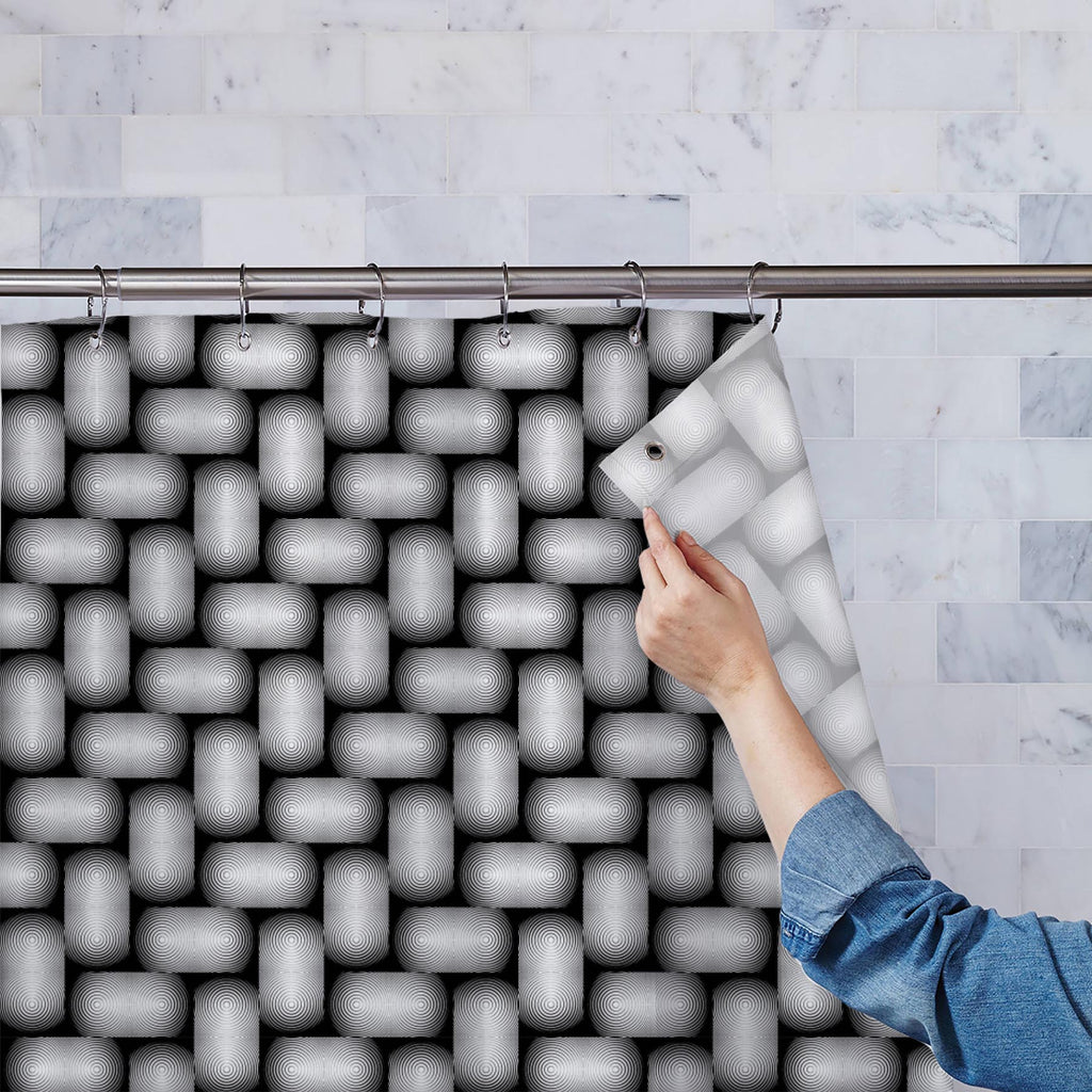 Monochrome Geometric D2 Washable Waterproof Shower Curtain-Shower Curtains-CUR_SH-IC 5007647 IC 5007647, Abstract Expressionism, Abstracts, Art and Paintings, Black, Black and White, Circle, Digital, Digital Art, Geometric, Geometric Abstraction, Graphic, Illustrations, Modern Art, Patterns, Semi Abstract, Signs, Signs and Symbols, Stripes, White, monochrome, d2, washable, waterproof, shower, curtain, abstract, abstraction, art, background, circular, convex, design, diagonal, ellipse, endless, futuristic, g