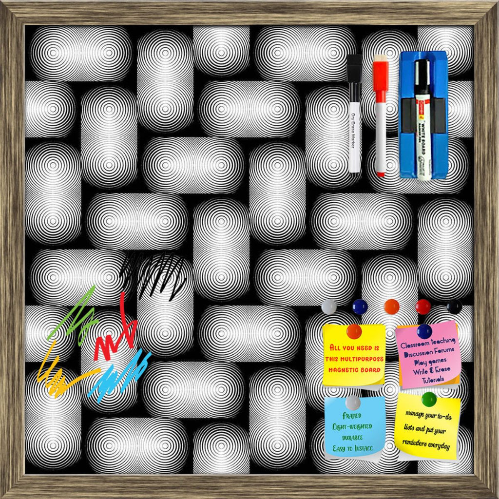 Monochrome Geometric Framed Magnetic Dry Erase Board | Combo with Magnet Buttons & Markers-Magnetic Boards Framed-MGB_FR-IC 5007647 IC 5007647, Abstract Expressionism, Abstracts, Art and Paintings, Black, Black and White, Circle, Digital, Digital Art, Geometric, Geometric Abstraction, Graphic, Illustrations, Modern Art, Patterns, Semi Abstract, Signs, Signs and Symbols, Stripes, White, monochrome, framed, magnetic, dry, erase, board, printed, whiteboard, with, 4, magnets, 2, markers, 1, duster, abstract, ab