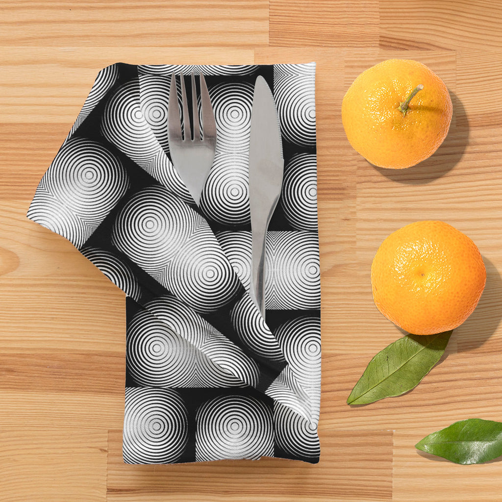 Monochrome Geometric D2 Table Napkin-Table Napkins-NAP_TB-IC 5007647 IC 5007647, Abstract Expressionism, Abstracts, Art and Paintings, Black, Black and White, Circle, Digital, Digital Art, Geometric, Geometric Abstraction, Graphic, Illustrations, Modern Art, Patterns, Semi Abstract, Signs, Signs and Symbols, Stripes, White, monochrome, d2, table, napkin, abstract, abstraction, art, background, circular, convex, design, diagonal, ellipse, endless, futuristic, geometrical, illusion, lines, modern, nobody, op,