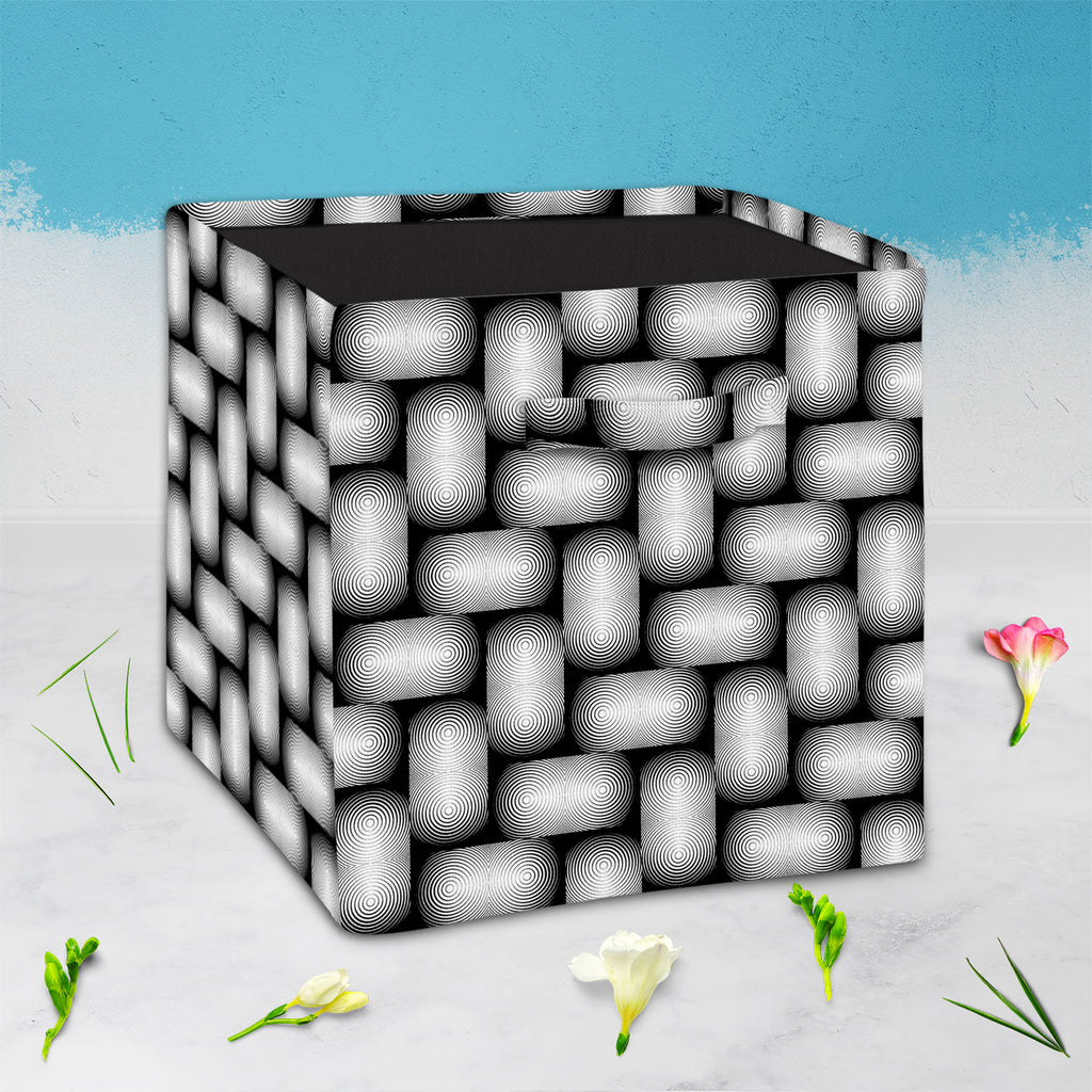Monochrome Geometric D2 Foldable Open Storage Bin | Organizer Box, Toy Basket, Shelf Box, Laundry Bag | Canvas Fabric-Storage Bins-STR_BI_CB-IC 5007647 IC 5007647, Abstract Expressionism, Abstracts, Art and Paintings, Black, Black and White, Circle, Digital, Digital Art, Geometric, Geometric Abstraction, Graphic, Illustrations, Modern Art, Patterns, Semi Abstract, Signs, Signs and Symbols, Stripes, White, monochrome, d2, foldable, open, storage, bin, organizer, box, toy, basket, shelf, laundry, bag, canvas,