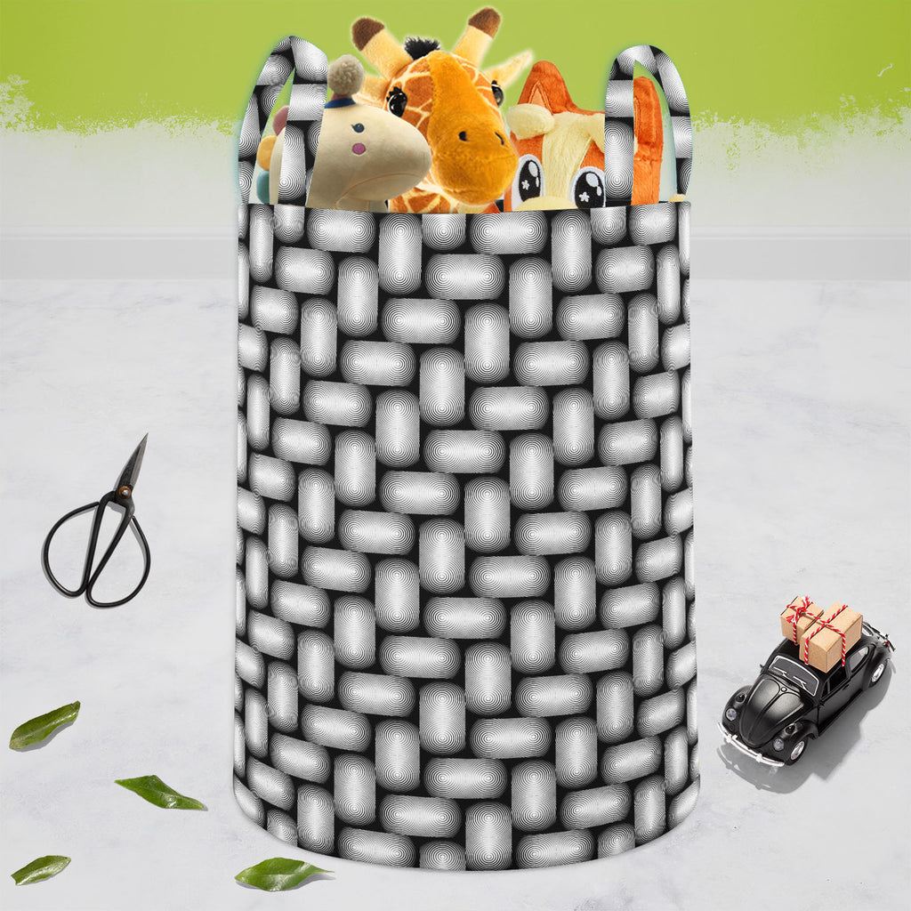 Monochrome Geometric D2 Foldable Open Storage Bin | Organizer Box, Toy Basket, Shelf Box, Laundry Bag | Canvas Fabric-Storage Bins-STR_BI_CB-IC 5007647 IC 5007647, Abstract Expressionism, Abstracts, Art and Paintings, Black, Black and White, Circle, Digital, Digital Art, Geometric, Geometric Abstraction, Graphic, Illustrations, Modern Art, Patterns, Semi Abstract, Signs, Signs and Symbols, Stripes, White, monochrome, d2, foldable, open, storage, bin, organizer, box, toy, basket, shelf, laundry, bag, canvas,