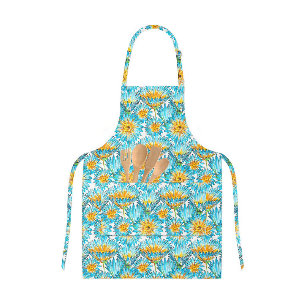 Budding Flowers Apron | Adjustable, Free Size & Waist Tiebacks-Aprons Neck to Knee-APR_NK_KN-IC 5007649 IC 5007649, Ancient, Black and White, Botanical, Decorative, Fashion, Floral, Flowers, Historical, Illustrations, Medieval, Nature, Patterns, Retro, Scenic, Signs, Signs and Symbols, Vintage, Watercolour, White, budding, apron, adjustable, free, size, waist, tiebacks, pattern, watercolor, elegant, seamless, backdrop, background, beautiful, bloom, blossom, blue, bright, cute, daisy, decoration, delicate, d