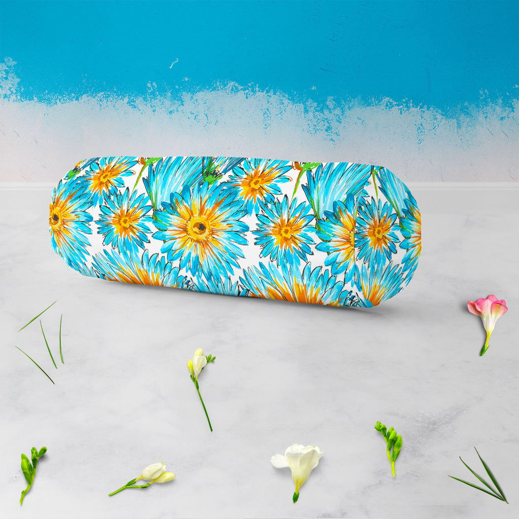 Budding Flowers D2 Bolster Cover Booster Cases | Concealed Zipper Opening-Bolster Covers-BOL_CV_ZP-IC 5007649 IC 5007649, Ancient, Black and White, Botanical, Decorative, Fashion, Floral, Flowers, Historical, Illustrations, Medieval, Nature, Patterns, Retro, Scenic, Signs, Signs and Symbols, Vintage, Watercolour, White, budding, d2, bolster, cover, booster, cases, concealed, zipper, opening, pattern, watercolor, elegant, seamless, backdrop, background, beautiful, bloom, blossom, blue, bright, cute, daisy, d