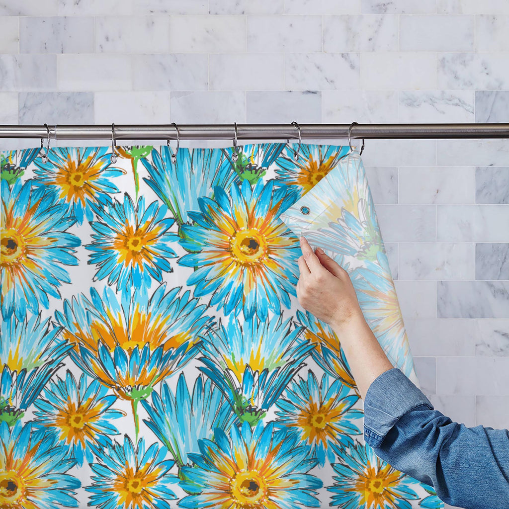 Budding Flowers D2 Washable Waterproof Shower Curtain-Shower Curtains-CUR_SH-IC 5007649 IC 5007649, Ancient, Black and White, Botanical, Decorative, Fashion, Floral, Flowers, Historical, Illustrations, Medieval, Nature, Patterns, Retro, Scenic, Signs, Signs and Symbols, Vintage, Watercolour, White, budding, d2, washable, waterproof, shower, curtain, pattern, watercolor, elegant, seamless, backdrop, background, beautiful, bloom, blossom, blue, bright, cute, daisy, decoration, delicate, design, drawn, eco, el