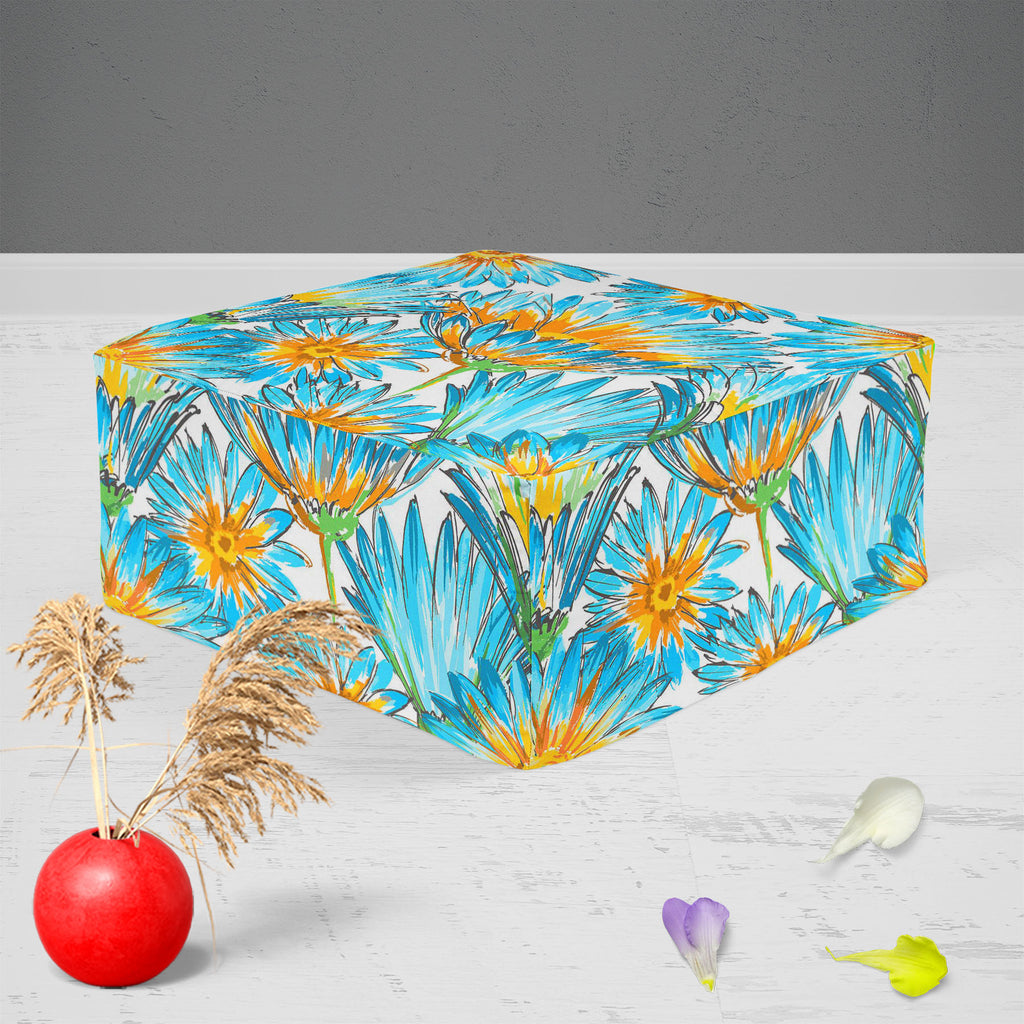 Budding Flowers D2 Footstool Footrest Puffy Pouffe Ottoman Bean Bag | Canvas Fabric-Footstools-FST_CB_BN-IC 5007649 IC 5007649, Ancient, Black and White, Botanical, Decorative, Fashion, Floral, Flowers, Historical, Illustrations, Medieval, Nature, Patterns, Retro, Scenic, Signs, Signs and Symbols, Vintage, Watercolour, White, budding, d2, footstool, footrest, puffy, pouffe, ottoman, bean, bag, canvas, fabric, pattern, watercolor, elegant, seamless, backdrop, background, beautiful, bloom, blossom, blue, brig