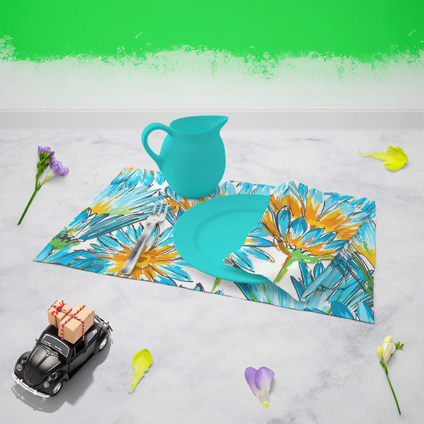 Budding Flowers D2 Table Napkin-Table Napkins-NAP_TB-IC 5007649 IC 5007649, Ancient, Black and White, Botanical, Decorative, Fashion, Floral, Flowers, Historical, Illustrations, Medieval, Nature, Patterns, Retro, Scenic, Signs, Signs and Symbols, Vintage, Watercolour, White, budding, d2, table, napkin, for, dining, center, poly, cotton, fabric, pattern, watercolor, elegant, seamless, backdrop, background, beautiful, bloom, blossom, blue, bright, cute, daisy, decoration, delicate, design, drawn, eco, element