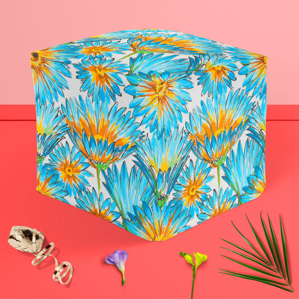 Budding Flowers D2 Footstool Footrest Puffy Pouffe Ottoman Bean Bag | Canvas Fabric-Footstools-FST_CB_BN-IC 5007649 IC 5007649, Ancient, Black and White, Botanical, Decorative, Fashion, Floral, Flowers, Historical, Illustrations, Medieval, Nature, Patterns, Retro, Scenic, Signs, Signs and Symbols, Vintage, Watercolour, White, budding, d2, footstool, footrest, puffy, pouffe, ottoman, bean, bag, canvas, fabric, pattern, watercolor, elegant, seamless, backdrop, background, beautiful, bloom, blossom, blue, brig