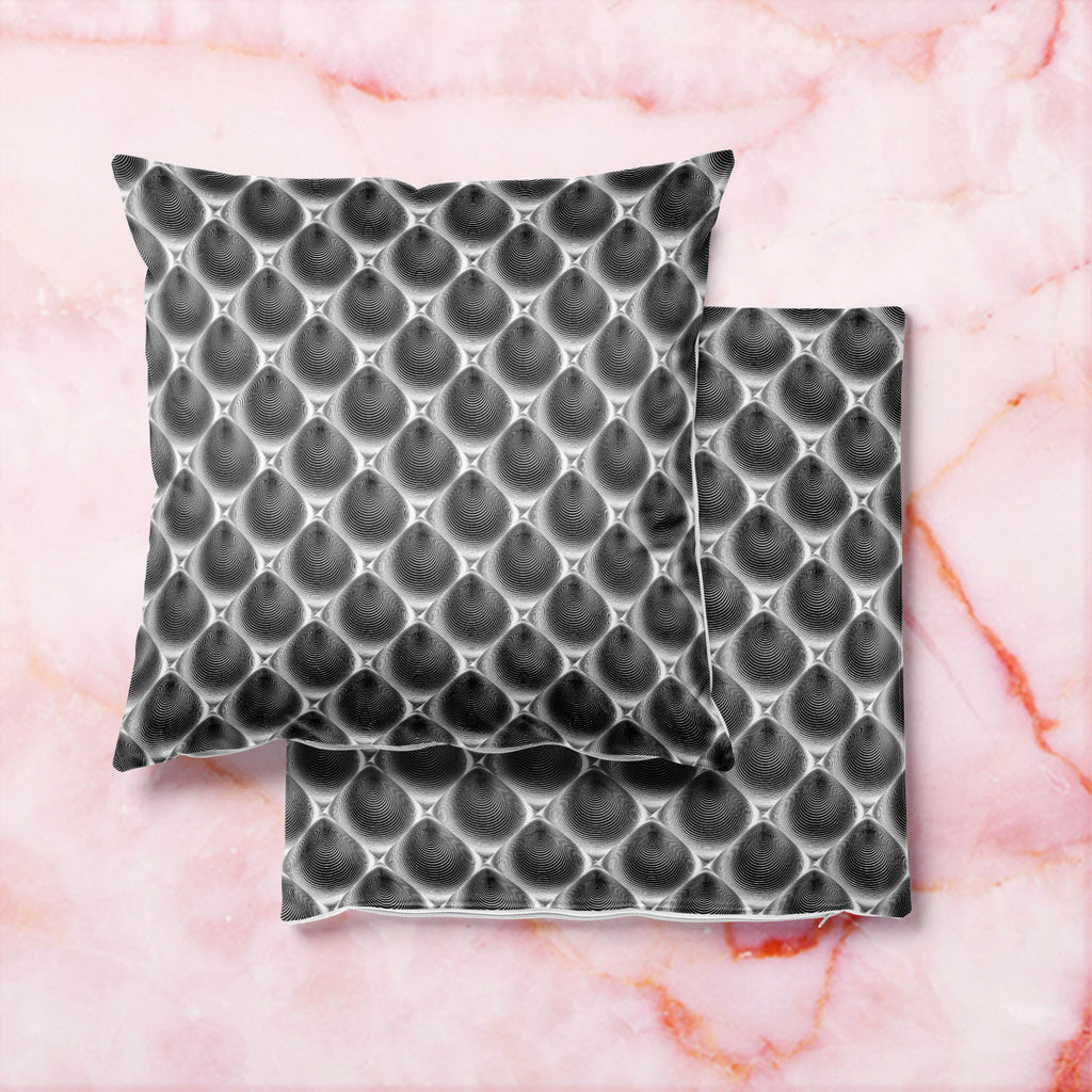 Monochrome Cone Illusion Cushion Cover Throw Pillow-Cushion Covers-CUS_CV-IC 5007653 IC 5007653, Abstract Expressionism, Abstracts, Art and Paintings, Black, Black and White, Circle, Digital, Digital Art, Eygptian, Geometric, Geometric Abstraction, Graphic, Grid Art, Illustrations, Modern Art, Patterns, Semi Abstract, Signs, Signs and Symbols, Stripes, White, monochrome, cone, illusion, cushion, cover, throw, pillow, abstract, abstraction, arc, arch, art, background, bend, circular, convex, creative, curve,