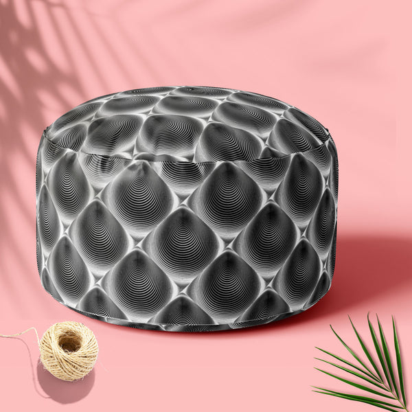 Monochrome Cone Illusion Footstool Footrest Puffy Pouffe Ottoman Bean Bag | Canvas Fabric-Footstools-FST_CB_BN-IC 5007653 IC 5007653, Abstract Expressionism, Abstracts, Art and Paintings, Black, Black and White, Circle, Digital, Digital Art, Eygptian, Geometric, Geometric Abstraction, Graphic, Grid Art, Illustrations, Modern Art, Patterns, Semi Abstract, Signs, Signs and Symbols, Stripes, White, monochrome, cone, illusion, footstool, footrest, puffy, pouffe, ottoman, bean, bag, floor, cushion, pillow, canva