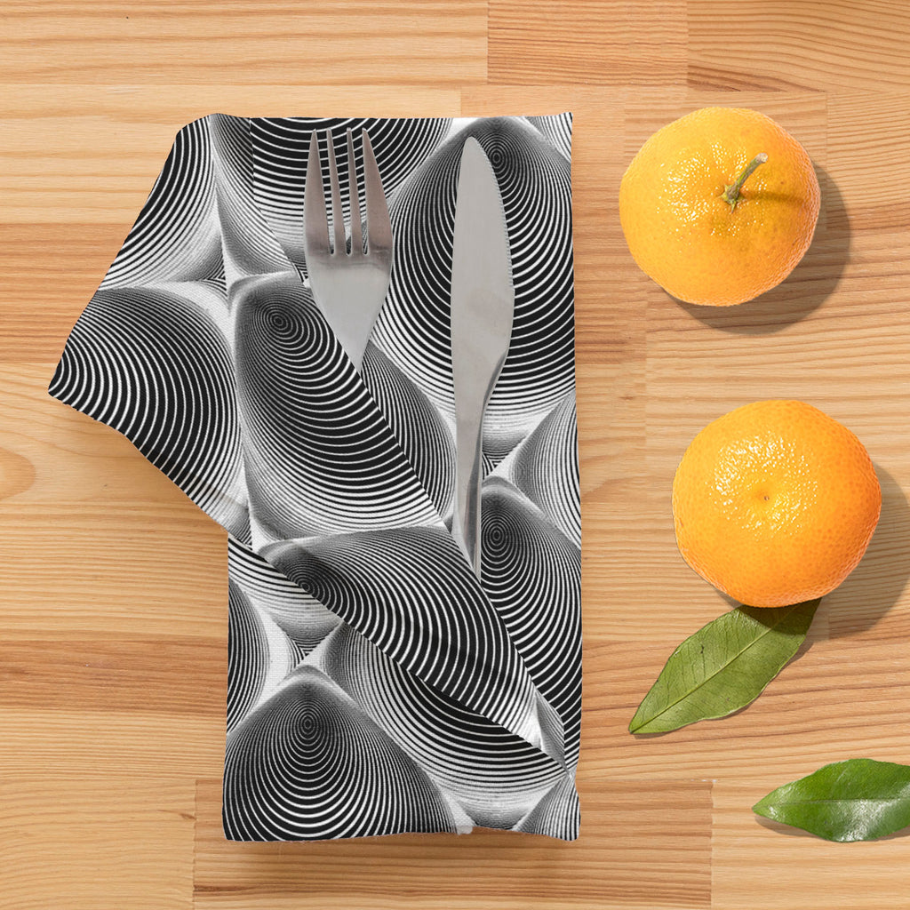 Monochrome Cone Illusion Table Napkin-Table Napkins-NAP_TB-IC 5007653 IC 5007653, Abstract Expressionism, Abstracts, Art and Paintings, Black, Black and White, Circle, Digital, Digital Art, Eygptian, Geometric, Geometric Abstraction, Graphic, Grid Art, Illustrations, Modern Art, Patterns, Semi Abstract, Signs, Signs and Symbols, Stripes, White, monochrome, cone, illusion, table, napkin, abstract, abstraction, arc, arch, art, background, bend, circular, convex, creative, curve, design, diagonal, distorted, d