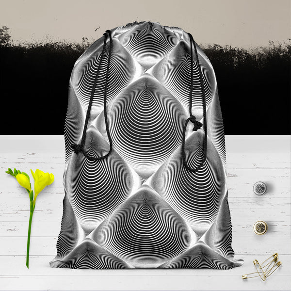 Monochrome Cone Illusion Reusable Sack Bag | Bag for Gym, Storage, Vegetable & Travel-Drawstring Sack Bags-SCK_FB_DS-IC 5007653 IC 5007653, Abstract Expressionism, Abstracts, Art and Paintings, Black, Black and White, Circle, Digital, Digital Art, Eygptian, Geometric, Geometric Abstraction, Graphic, Grid Art, Illustrations, Modern Art, Patterns, Semi Abstract, Signs, Signs and Symbols, Stripes, White, monochrome, cone, illusion, reusable, sack, bag, for, gym, storage, vegetable, travel, cotton, canvas, fabr