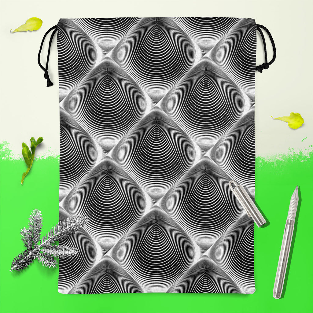 Monochrome Cone Illusion Reusable Sack Bag | Bag for Gym, Storage, Vegetable & Travel-Drawstring Sack Bags-SCK_FB_DS-IC 5007653 IC 5007653, Abstract Expressionism, Abstracts, Art and Paintings, Black, Black and White, Circle, Digital, Digital Art, Eygptian, Geometric, Geometric Abstraction, Graphic, Grid Art, Illustrations, Modern Art, Patterns, Semi Abstract, Signs, Signs and Symbols, Stripes, White, monochrome, cone, illusion, reusable, sack, bag, for, gym, storage, vegetable, travel, abstract, abstractio