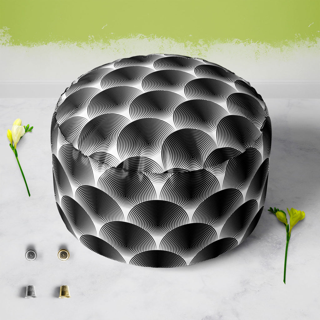 Monochrome Ellipse Footstool Footrest Puffy Pouffe Ottoman Bean Bag | Canvas Fabric-Footstools-FST_CB_BN-IC 5007654 IC 5007654, Abstract Expressionism, Abstracts, Art and Paintings, Black, Black and White, Circle, Digital, Digital Art, Geometric, Geometric Abstraction, Graphic, Illustrations, Modern Art, Patterns, Semi Abstract, Signs, Signs and Symbols, Stripes, White, monochrome, ellipse, footstool, footrest, puffy, pouffe, ottoman, bean, bag, canvas, fabric, art, abstract, abstraction, background, circul