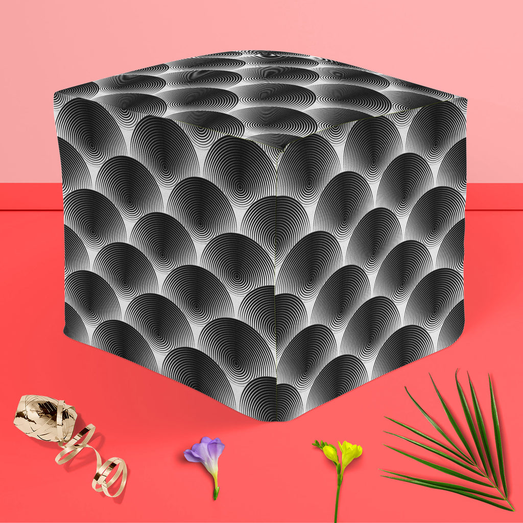 Monochrome Ellipse Footstool Footrest Puffy Pouffe Ottoman Bean Bag | Canvas Fabric-Footstools-FST_CB_BN-IC 5007654 IC 5007654, Abstract Expressionism, Abstracts, Art and Paintings, Black, Black and White, Circle, Digital, Digital Art, Geometric, Geometric Abstraction, Graphic, Illustrations, Modern Art, Patterns, Semi Abstract, Signs, Signs and Symbols, Stripes, White, monochrome, ellipse, footstool, footrest, puffy, pouffe, ottoman, bean, bag, canvas, fabric, art, abstract, abstraction, background, circul