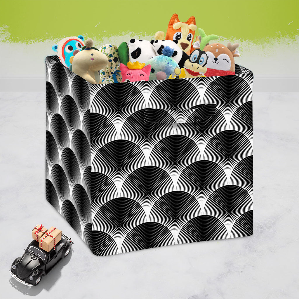 Monochrome Ellipse Foldable Open Storage Bin | Organizer Box, Toy Basket, Shelf Box, Laundry Bag | Canvas Fabric-Storage Bins-STR_BI_CB-IC 5007654 IC 5007654, Abstract Expressionism, Abstracts, Art and Paintings, Black, Black and White, Circle, Digital, Digital Art, Geometric, Geometric Abstraction, Graphic, Illustrations, Modern Art, Patterns, Semi Abstract, Signs, Signs and Symbols, Stripes, White, monochrome, ellipse, foldable, open, storage, bin, organizer, box, toy, basket, shelf, laundry, bag, canvas,