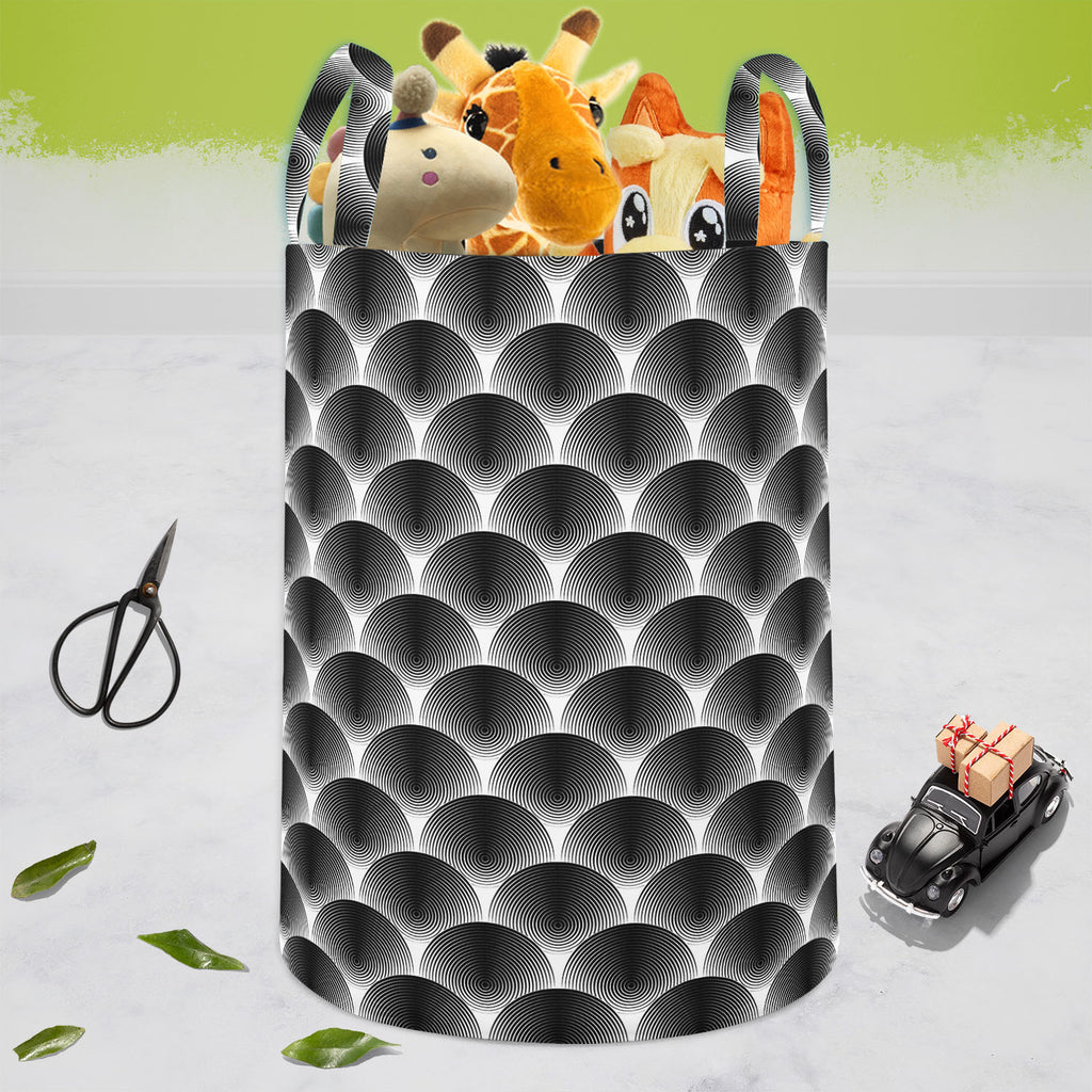 Monochrome Ellipse Foldable Open Storage Bin | Organizer Box, Toy Basket, Shelf Box, Laundry Bag | Canvas Fabric-Storage Bins-STR_BI_CB-IC 5007654 IC 5007654, Abstract Expressionism, Abstracts, Art and Paintings, Black, Black and White, Circle, Digital, Digital Art, Geometric, Geometric Abstraction, Graphic, Illustrations, Modern Art, Patterns, Semi Abstract, Signs, Signs and Symbols, Stripes, White, monochrome, ellipse, foldable, open, storage, bin, organizer, box, toy, basket, shelf, laundry, bag, canvas,