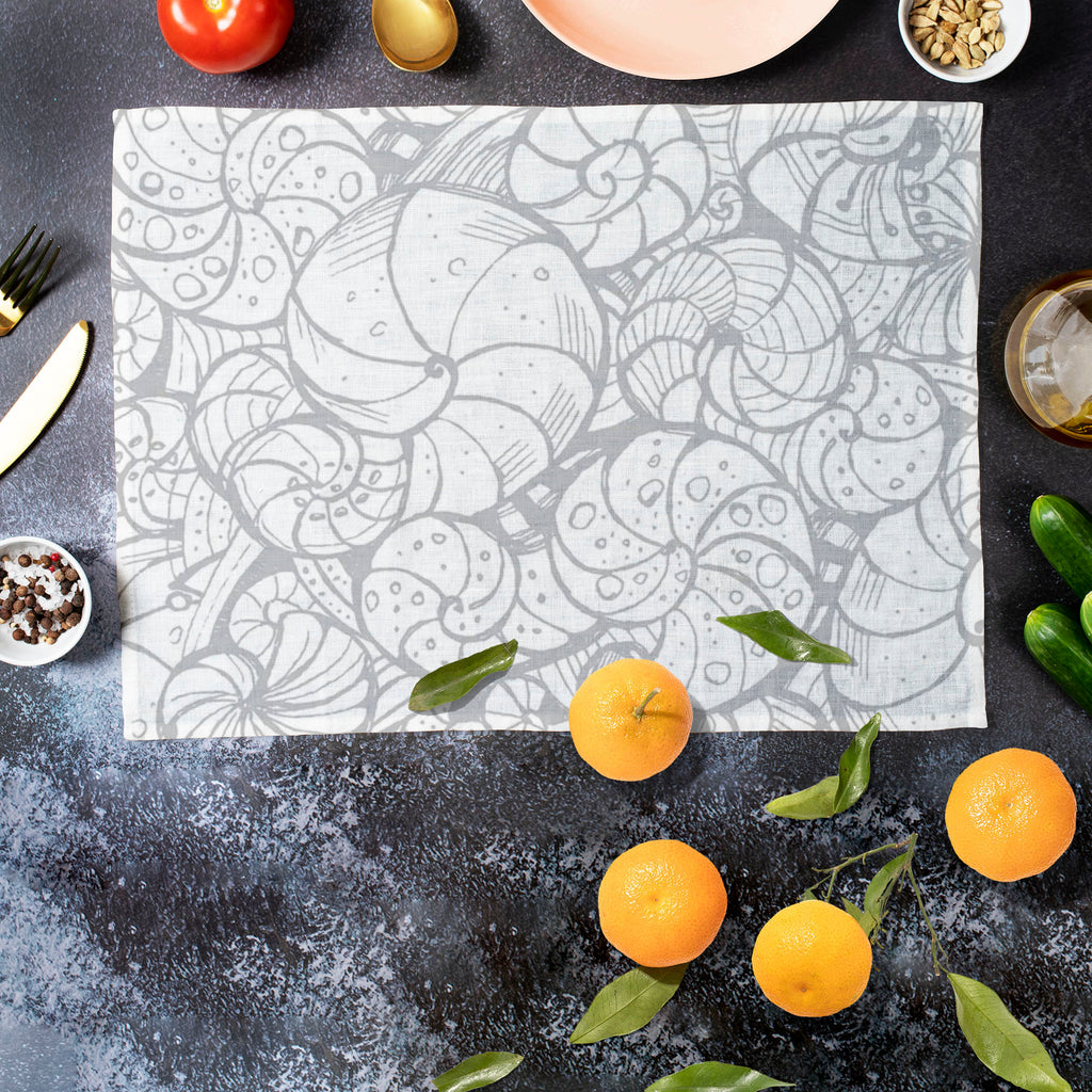 Seashells Table Mat Placemat-Table Place Mats Fabric-MAT_TB-IC 5007656 IC 5007656, Art and Paintings, Digital, Digital Art, Drawing, Graphic, Illustrations, Patterns, Signs, Signs and Symbols, seashells, table, mat, placemat, art, backdrop, background, contour, curlicue, decoration, design, elements, fancy, hand, helix, illustration, ink, natural, ornamental, outline, pattern, ringlet, seamless, seashell, shell, spiral, stylish, stylization, stylized, twirl, twist, unusual, artzfolio, table mats for dining 