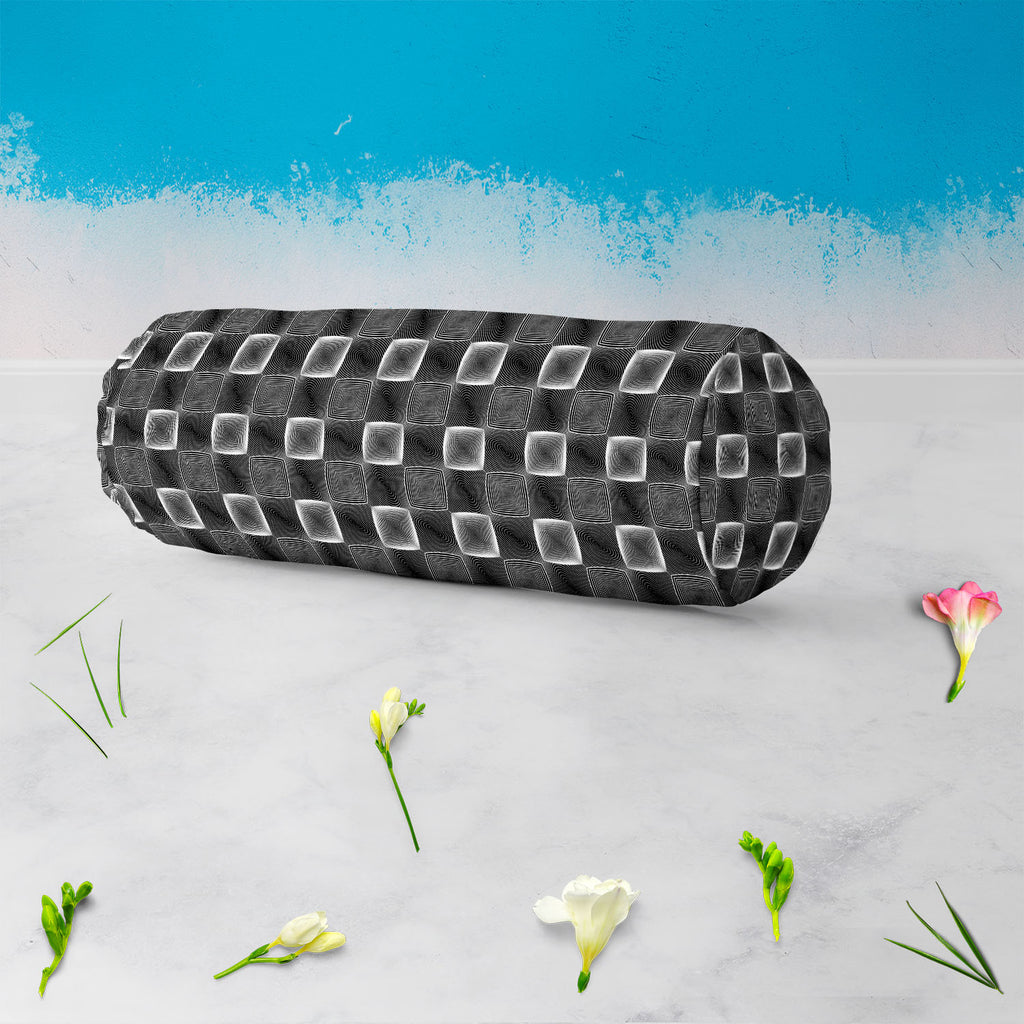 Monochrome Square Bolster Cover Booster Cases | Concealed Zipper Opening-Bolster Covers-BOL_CV_ZP-IC 5007658 IC 5007658, Abstract Expressionism, Abstracts, Art and Paintings, Black, Black and White, Check, Circle, Digital, Digital Art, Geometric, Geometric Abstraction, Graphic, Grid Art, Modern Art, Patterns, Semi Abstract, Signs, Signs and Symbols, Stripes, White, monochrome, square, bolster, cover, booster, cases, concealed, zipper, opening, abstract, abstraction, art, checker, circular, curve, design, el