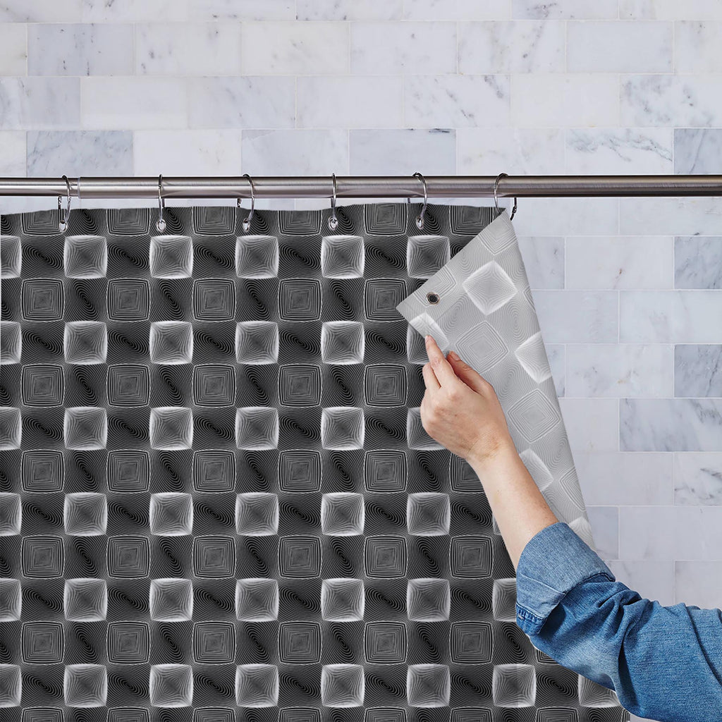 Monochrome Square Washable Waterproof Shower Curtain-Shower Curtains-CUR_SH-IC 5007658 IC 5007658, Abstract Expressionism, Abstracts, Art and Paintings, Black, Black and White, Check, Circle, Digital, Digital Art, Geometric, Geometric Abstraction, Graphic, Grid Art, Modern Art, Patterns, Semi Abstract, Signs, Signs and Symbols, Stripes, White, monochrome, square, washable, waterproof, shower, curtain, abstract, abstraction, art, checker, circular, curve, design, ellipse, endless, geometrical, grey, grid, il