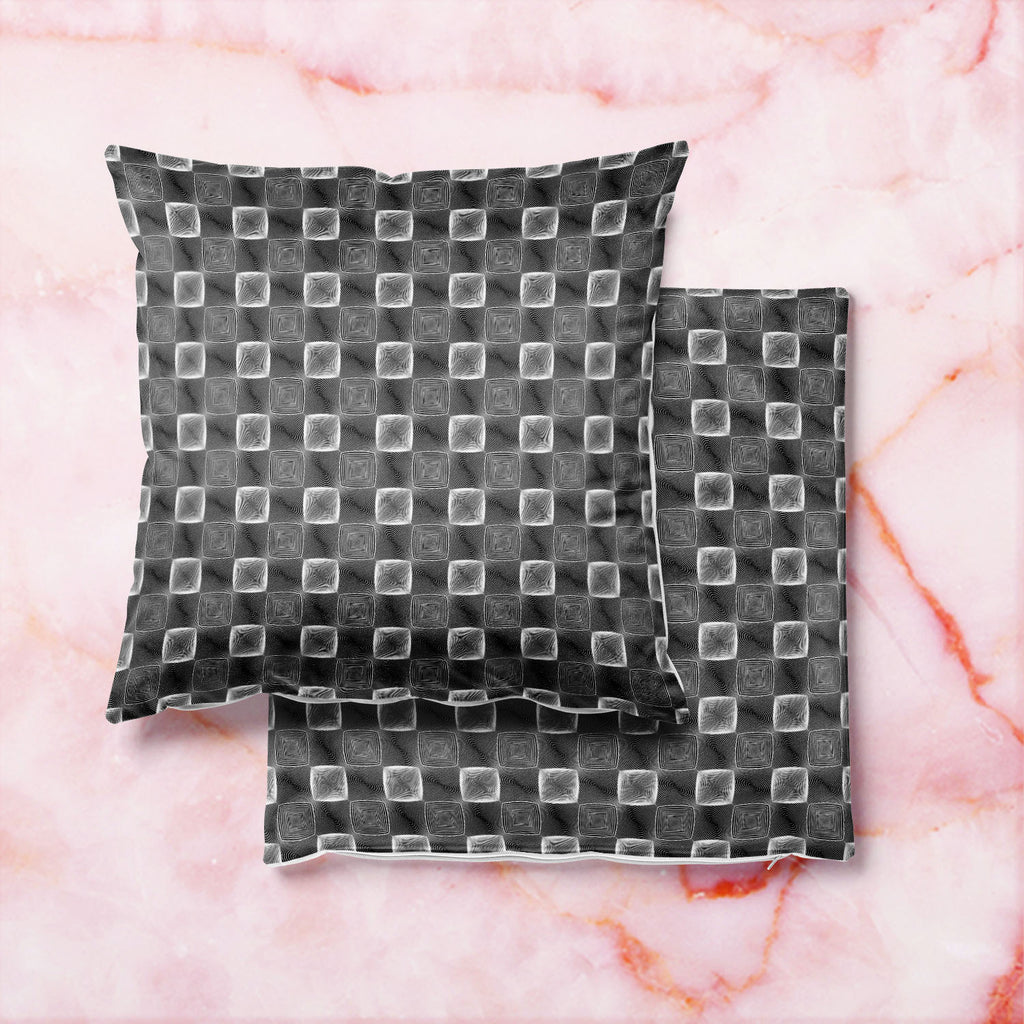 Monochrome Square Cushion Cover Throw Pillow-Cushion Covers-CUS_CV-IC 5007658 IC 5007658, Abstract Expressionism, Abstracts, Art and Paintings, Black, Black and White, Check, Circle, Digital, Digital Art, Geometric, Geometric Abstraction, Graphic, Grid Art, Modern Art, Patterns, Semi Abstract, Signs, Signs and Symbols, Stripes, White, monochrome, square, cushion, cover, throw, pillow, abstract, abstraction, art, checker, circular, curve, design, ellipse, endless, geometrical, grey, grid, illusion, lattice, 