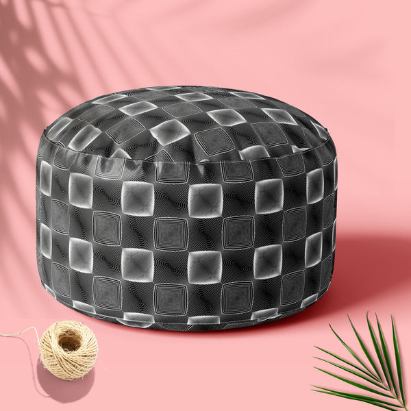 Monochrome Square Footstool Footrest Puffy Pouffe Ottoman Bean Bag | Canvas Fabric-Footstools-FST_CB_BN-IC 5007658 IC 5007658, Abstract Expressionism, Abstracts, Art and Paintings, Black, Black and White, Check, Circle, Digital, Digital Art, Geometric, Geometric Abstraction, Graphic, Grid Art, Modern Art, Patterns, Semi Abstract, Signs, Signs and Symbols, Stripes, White, monochrome, square, footstool, footrest, puffy, pouffe, ottoman, bean, bag, floor, cushion, pillow, canvas, fabric, abstract, abstraction,