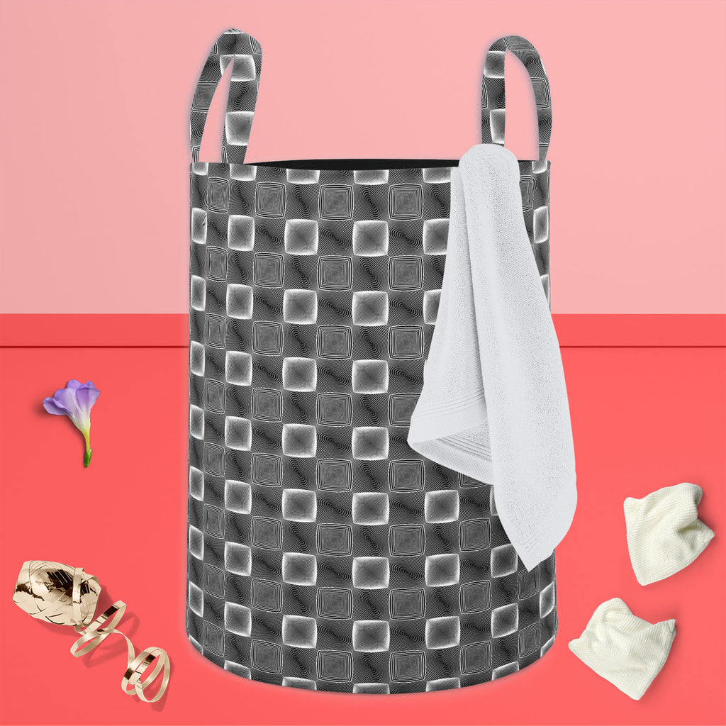 Monochrome Square Foldable Open Storage Bin | Organizer Box, Toy Basket, Shelf Box, Laundry Bag | Canvas Fabric-Storage Bins-STR_BI_CB-IC 5007658 IC 5007658, Abstract Expressionism, Abstracts, Art and Paintings, Black, Black and White, Check, Circle, Digital, Digital Art, Geometric, Geometric Abstraction, Graphic, Grid Art, Modern Art, Patterns, Semi Abstract, Signs, Signs and Symbols, Stripes, White, monochrome, square, foldable, open, storage, bin, organizer, box, toy, basket, shelf, laundry, bag, canvas,