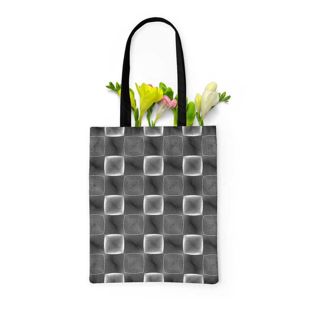 Monochrome Square Tote Bag Shoulder Purse | Multipurpose-Tote Bags Basic-TOT_FB_BS-IC 5007658 IC 5007658, Abstract Expressionism, Abstracts, Art and Paintings, Black, Black and White, Check, Circle, Digital, Digital Art, Geometric, Geometric Abstraction, Graphic, Grid Art, Modern Art, Patterns, Semi Abstract, Signs, Signs and Symbols, Stripes, White, monochrome, square, tote, bag, shoulder, purse, multipurpose, abstract, abstraction, art, checker, circular, curve, design, ellipse, endless, geometrical, grey