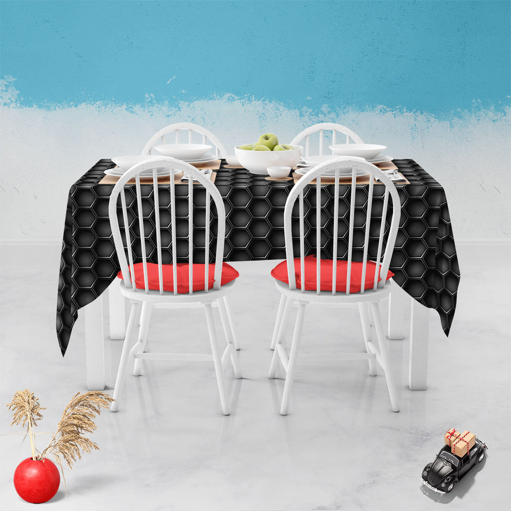 Hexagons Table Cloth Cover-Table Covers-CVR_TB_NR-IC 5007660 IC 5007660, Abstract Expressionism, Abstracts, Black, Black and White, Digital, Digital Art, Geometric, Geometric Abstraction, Graphic, Grid Art, Hexagon, Honeycomb, Illustrations, Modern Art, Patterns, Semi Abstract, Signs, Signs and Symbols, Metallic, hexagons, table, cloth, cover, metal, carbon, texture, background, pattern, metals, abstract, backdrop, chrome, closeup, concept, dark, decor, design, futuristic, gradient, gray, grey, grid, hole, 