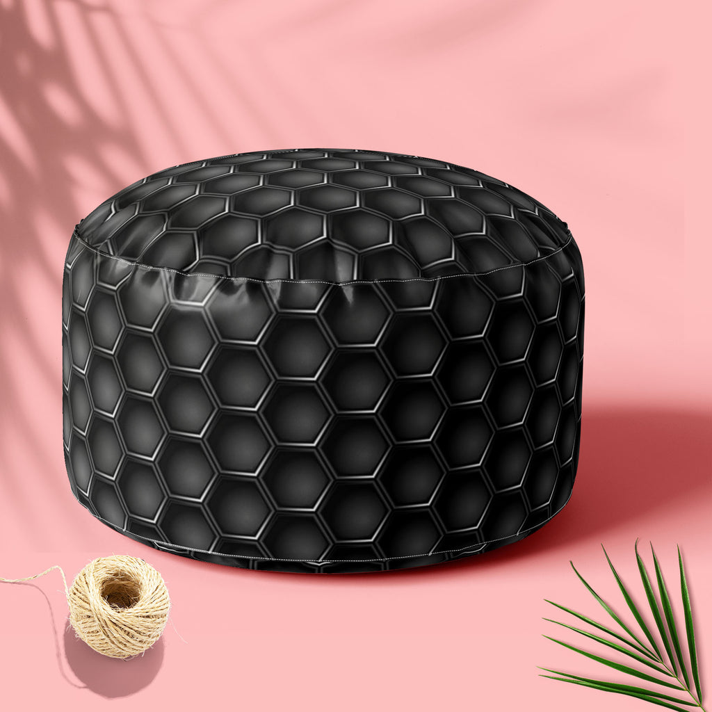 Hexagons Footstool Footrest Puffy Pouffe Ottoman Bean Bag | Canvas Fabric-Footstools-FST_CB_BN-IC 5007660 IC 5007660, Abstract Expressionism, Abstracts, Black, Black and White, Digital, Digital Art, Geometric, Geometric Abstraction, Graphic, Grid Art, Hexagon, Honeycomb, Illustrations, Modern Art, Patterns, Semi Abstract, Signs, Signs and Symbols, Metallic, hexagons, footstool, footrest, puffy, pouffe, ottoman, bean, bag, canvas, fabric, metal, carbon, texture, background, pattern, metals, abstract, backdro