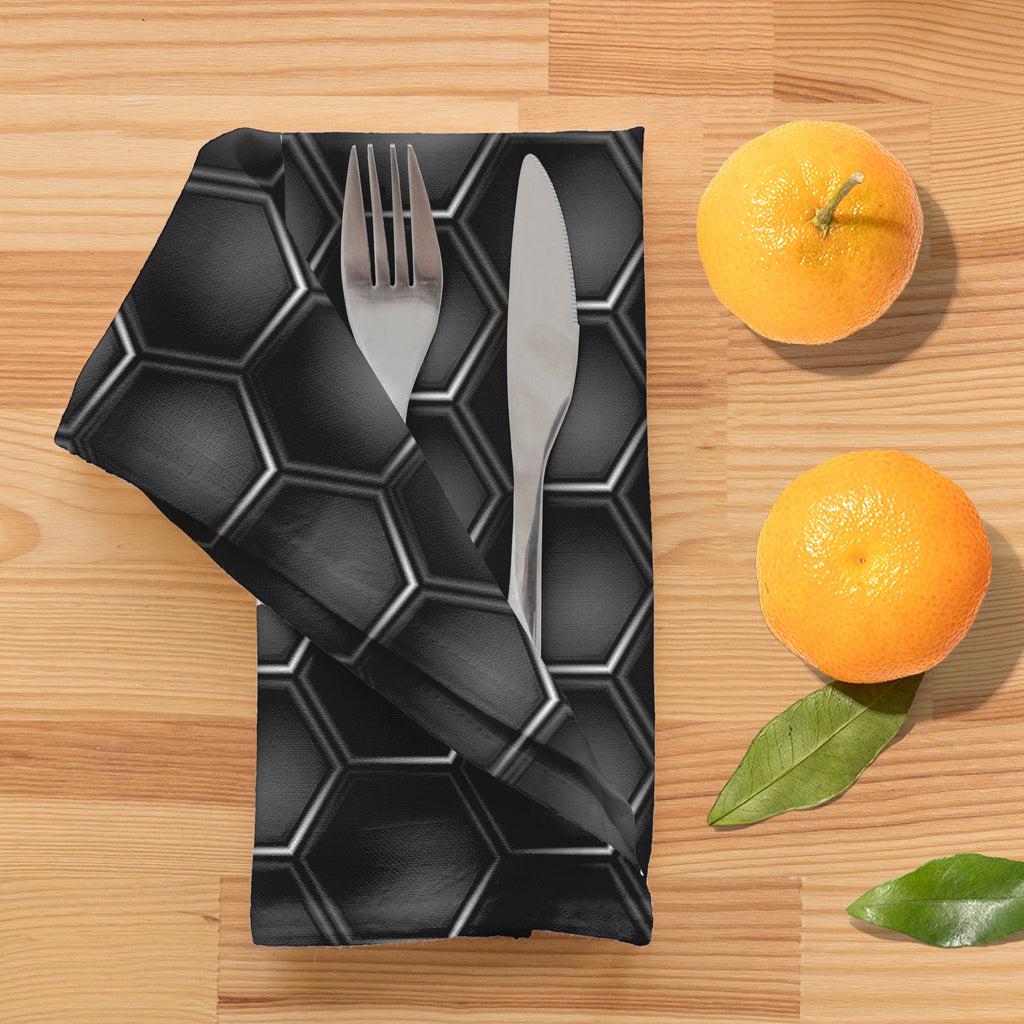 Hexagons Table Napkin-Table Napkins-NAP_TB-IC 5007660 IC 5007660, Abstract Expressionism, Abstracts, Black, Black and White, Digital, Digital Art, Geometric, Geometric Abstraction, Graphic, Grid Art, Hexagon, Honeycomb, Illustrations, Modern Art, Patterns, Semi Abstract, Signs, Signs and Symbols, Metallic, hexagons, table, napkin, metal, carbon, texture, background, pattern, metals, abstract, backdrop, chrome, closeup, concept, dark, decor, design, futuristic, gradient, gray, grey, grid, hole, illustration,