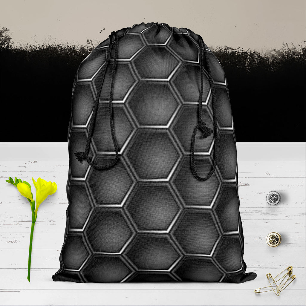 Hexagons Reusable Sack Bag | Bag for Gym, Storage, Vegetable & Travel-Drawstring Sack Bags-SCK_FB_DS-IC 5007660 IC 5007660, Abstract Expressionism, Abstracts, Black, Black and White, Digital, Digital Art, Geometric, Geometric Abstraction, Graphic, Grid Art, Hexagon, Honeycomb, Illustrations, Modern Art, Patterns, Semi Abstract, Signs, Signs and Symbols, Metallic, hexagons, reusable, sack, bag, for, gym, storage, vegetable, travel, metal, carbon, texture, background, pattern, metals, abstract, backdrop, chro