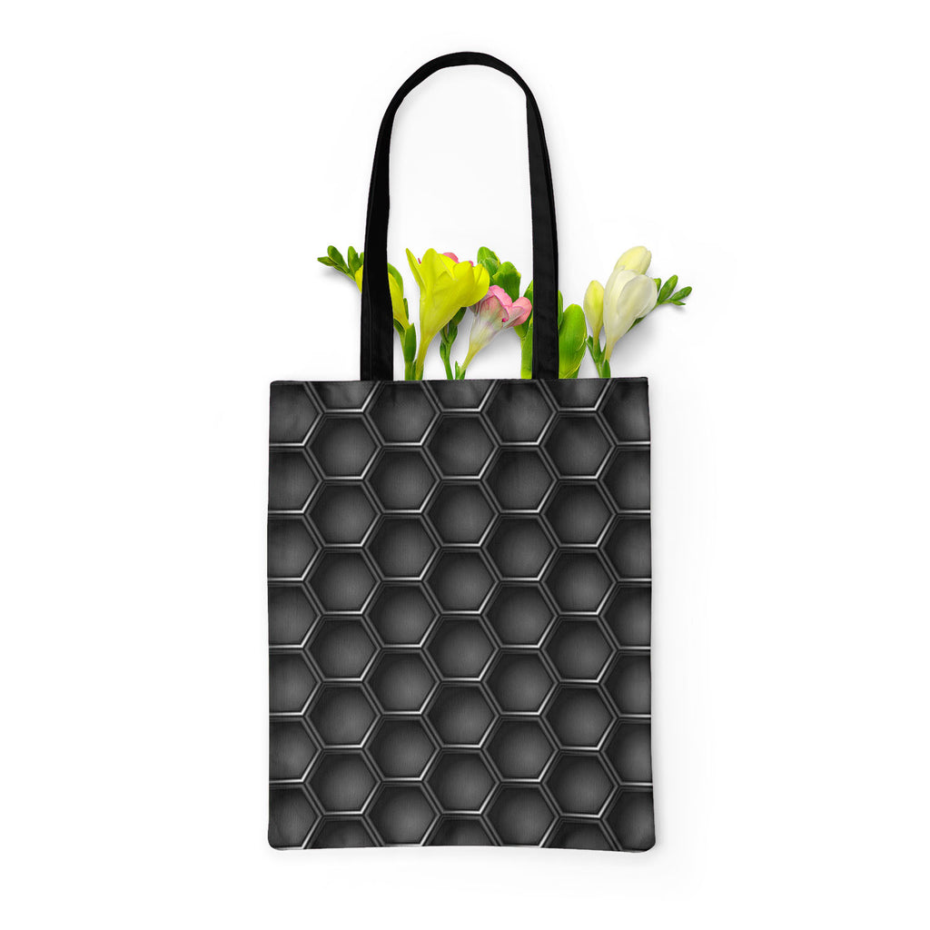 Hexagons Tote Bag Shoulder Purse | Multipurpose-Tote Bags Basic-TOT_FB_BS-IC 5007660 IC 5007660, Abstract Expressionism, Abstracts, Black, Black and White, Digital, Digital Art, Geometric, Geometric Abstraction, Graphic, Grid Art, Hexagon, Honeycomb, Illustrations, Modern Art, Patterns, Semi Abstract, Signs, Signs and Symbols, Metallic, hexagons, tote, bag, shoulder, purse, multipurpose, metal, carbon, texture, background, pattern, metals, abstract, backdrop, chrome, closeup, concept, dark, decor, design, f