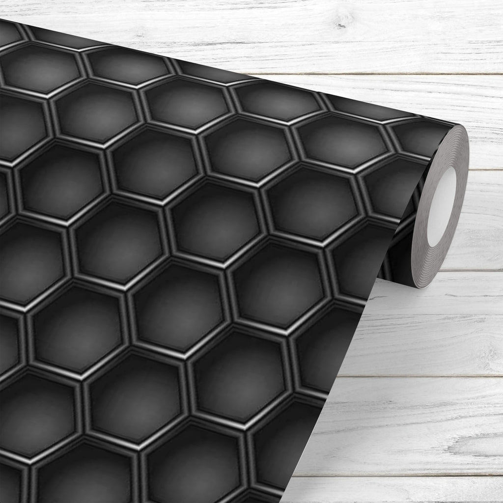 Hexagons Wallpaper Roll-Wallpapers Peel & Stick-WAL_PA-IC 5007660 IC 5007660, Abstract Expressionism, Abstracts, Black, Black and White, Digital, Digital Art, Geometric, Geometric Abstraction, Graphic, Grid Art, Hexagon, Honeycomb, Illustrations, Modern Art, Patterns, Semi Abstract, Signs, Signs and Symbols, Metallic, hexagons, wallpaper, roll, metal, carbon, texture, background, pattern, metals, abstract, backdrop, chrome, closeup, concept, dark, decor, design, futuristic, gradient, gray, grey, grid, hole,