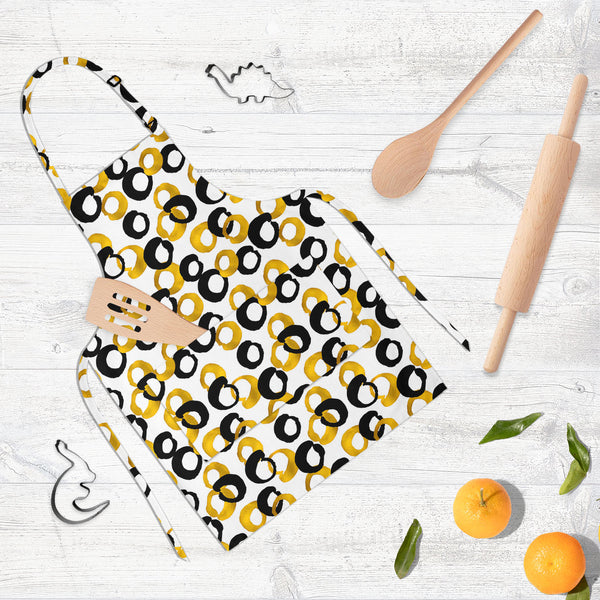 Gold & Black Drawing Apron | Adjustable, Free Size & Waist Tiebacks-Aprons Neck to Knee-APR_NK_KN-IC 5007661 IC 5007661, Abstract Expressionism, Abstracts, Ancient, Art and Paintings, Black, Black and White, Circle, Digital, Digital Art, Drawing, Fashion, Geometric, Geometric Abstraction, Graphic, Historical, Illustrations, Medieval, Modern Art, Patterns, Semi Abstract, Signs, Signs and Symbols, Sketches, Splatter, Vintage, Watercolour, gold, full-length, neck, to, knee, apron, poly-cotton, fabric, adjustab