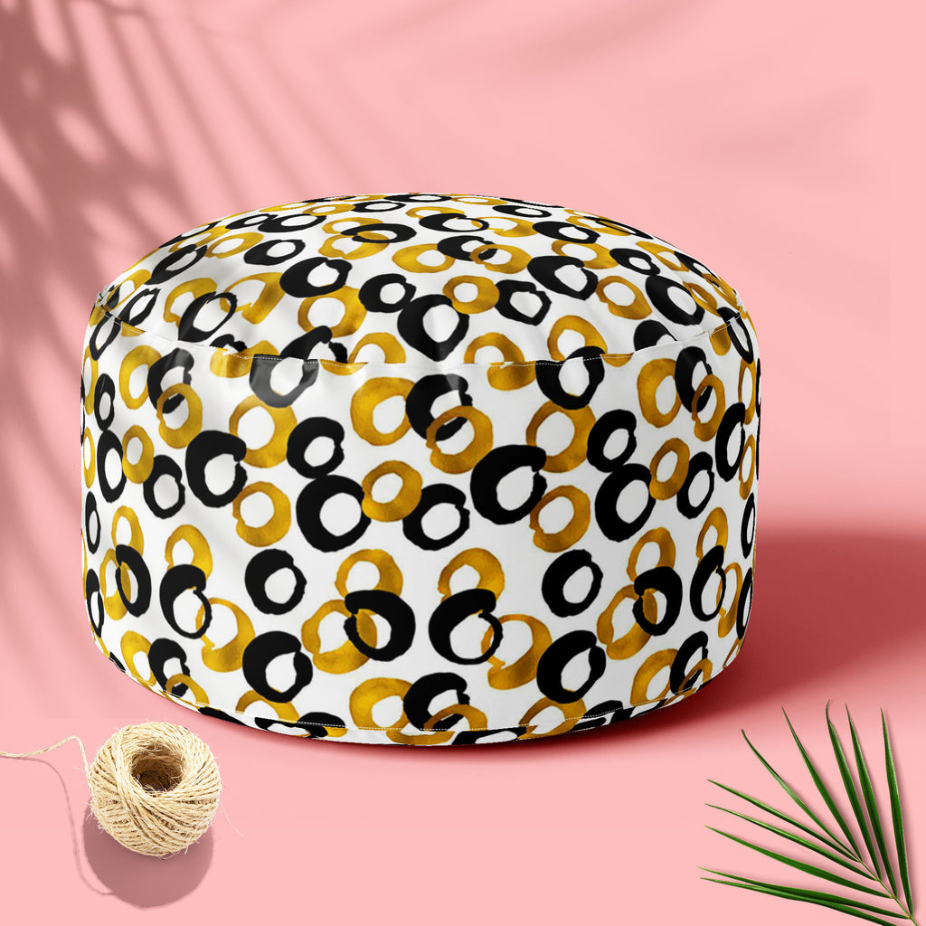 Gold & Black Drawing Footstool Footrest Puffy Pouffe Ottoman Bean Bag | Canvas Fabric-Footstools-FST_CB_BN-IC 5007661 IC 5007661, Abstract Expressionism, Abstracts, Ancient, Art and Paintings, Black, Black and White, Circle, Digital, Digital Art, Drawing, Fashion, Geometric, Geometric Abstraction, Graphic, Historical, Illustrations, Medieval, Modern Art, Patterns, Semi Abstract, Signs, Signs and Symbols, Sketches, Splatter, Vintage, Watercolour, gold, footstool, footrest, puffy, pouffe, ottoman, bean, bag, 